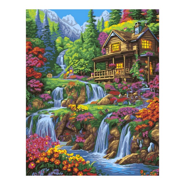 Холст с красками 40*50см "Цветущий водопад"