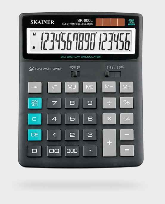 Калькулятор наст. 16 разр. 155х202х35мм черный