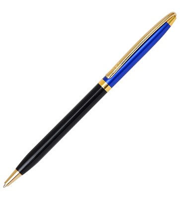Ручка шар. поворот. синяя 0,7мм металл. "Carishma" черный/синий