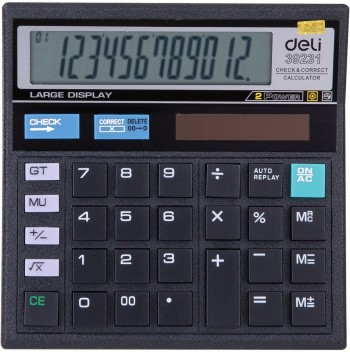 Калькулятор наст. 12 разр. 130х130мм черный