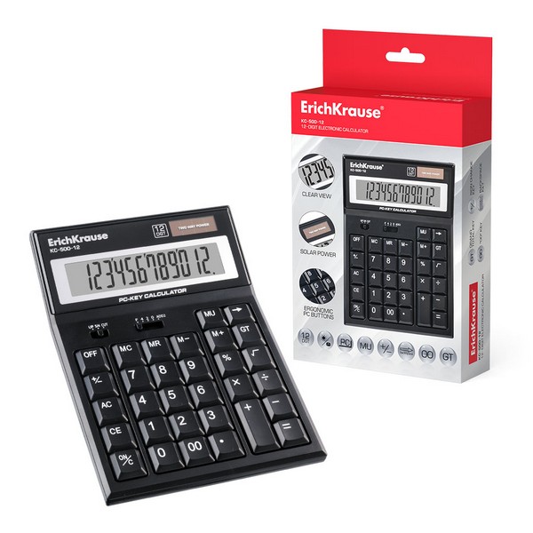 Калькулятор наст. 12 разр. PC-key KC-500-12 черный