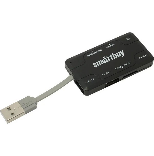 Картридер USB3.0 SD/microSD/MMC/M2 Smartbuy 750 Combo черный