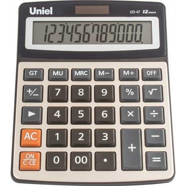 Калькулятор наст. 12 разр. 158х203х33мм серый