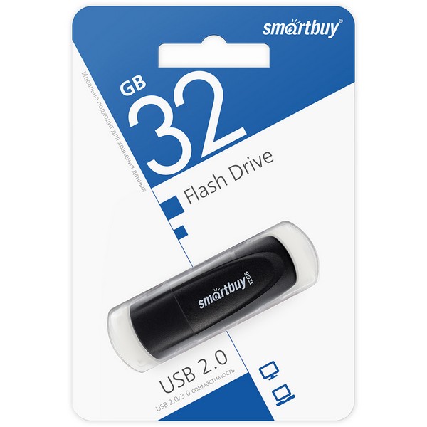 Флэш-драйв  32Gb USB2.0 Smartbuy Scout Black