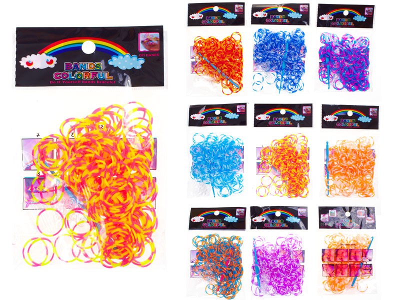 Набор цветных резиночек 200 резинок в пакете с европодвесом