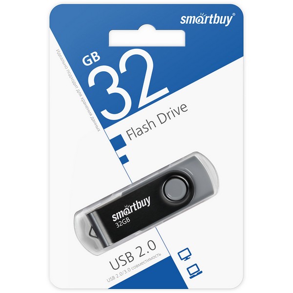 Флэш-драйв  32Gb USB2.0 Smartbuy Twist Black