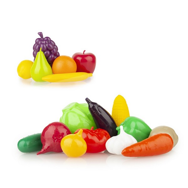 Набор пластиковых игрушек "Фрукты и овощи"