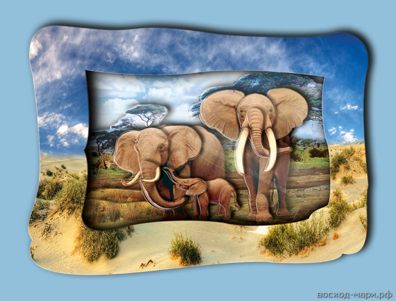 Объемная картинка  "Слоны на прогулке" 28эл.