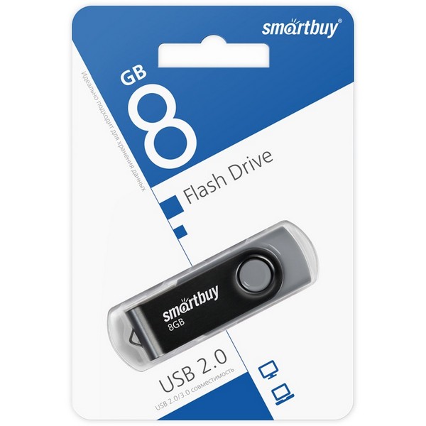 Флэш-драйв   8Gb USB2.0 Smartbuy Twist Black