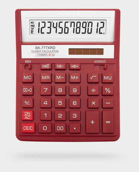 Калькулятор наст. 12 разр. 157х200х32мм красный