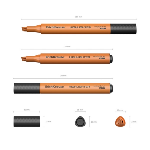 Текстовыделитель клин/нак 1-5 мм Visioline V-17 трехгран. оранжевый /12/