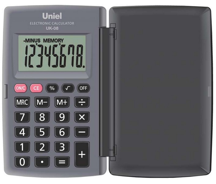 Калькулятор карм.  8 разр. 62,8х104х10,5мм серый