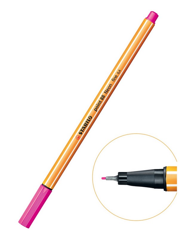 Ручка капиллярная 0,4мм "point 88" розовый неон /10/