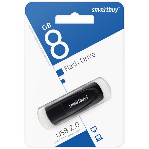 Флэш-драйв   8Gb USB2.0 Smartbuy Scout Black